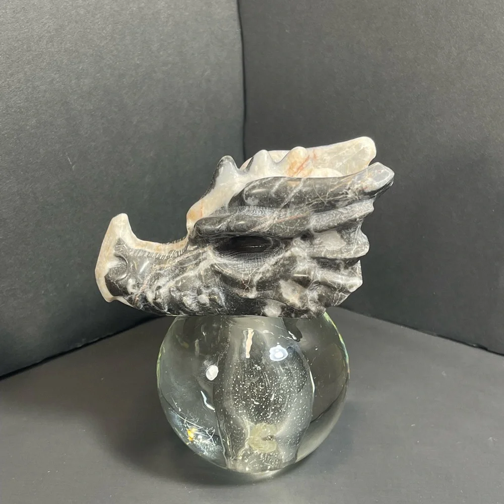 Natural Carved Dragon Head Skull Botswana gate Quartz Crystal 267g - Picture 4 of 6